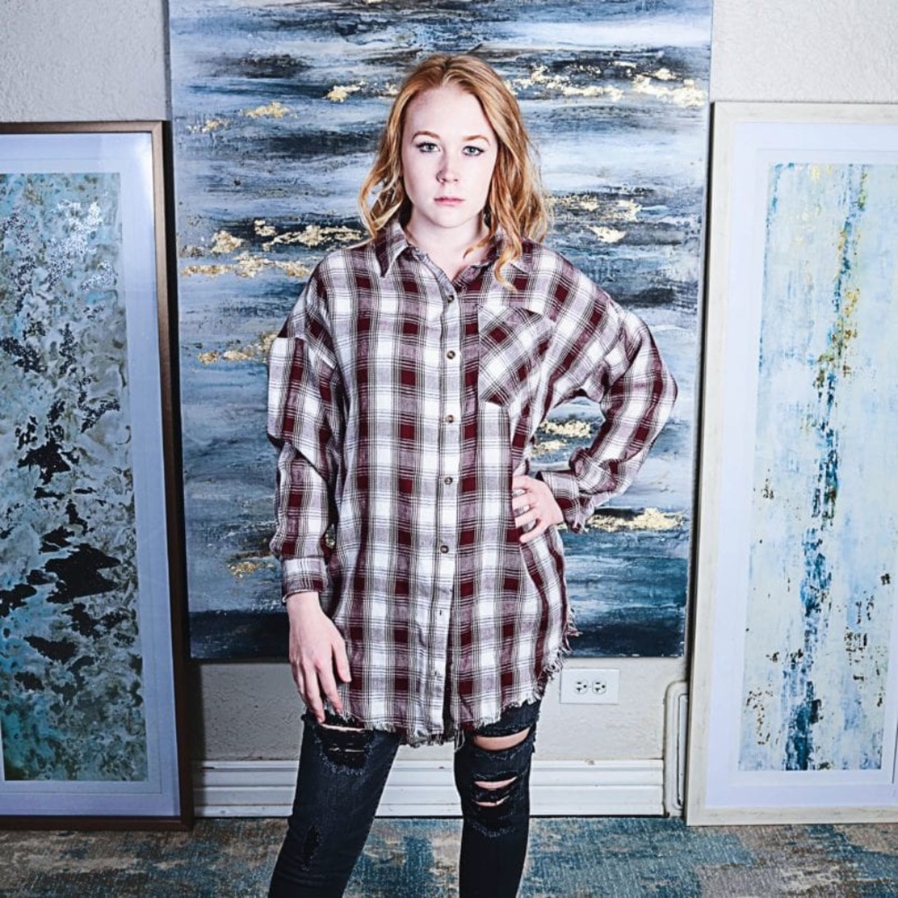Montrez Plaid Boho Style Button Down Top